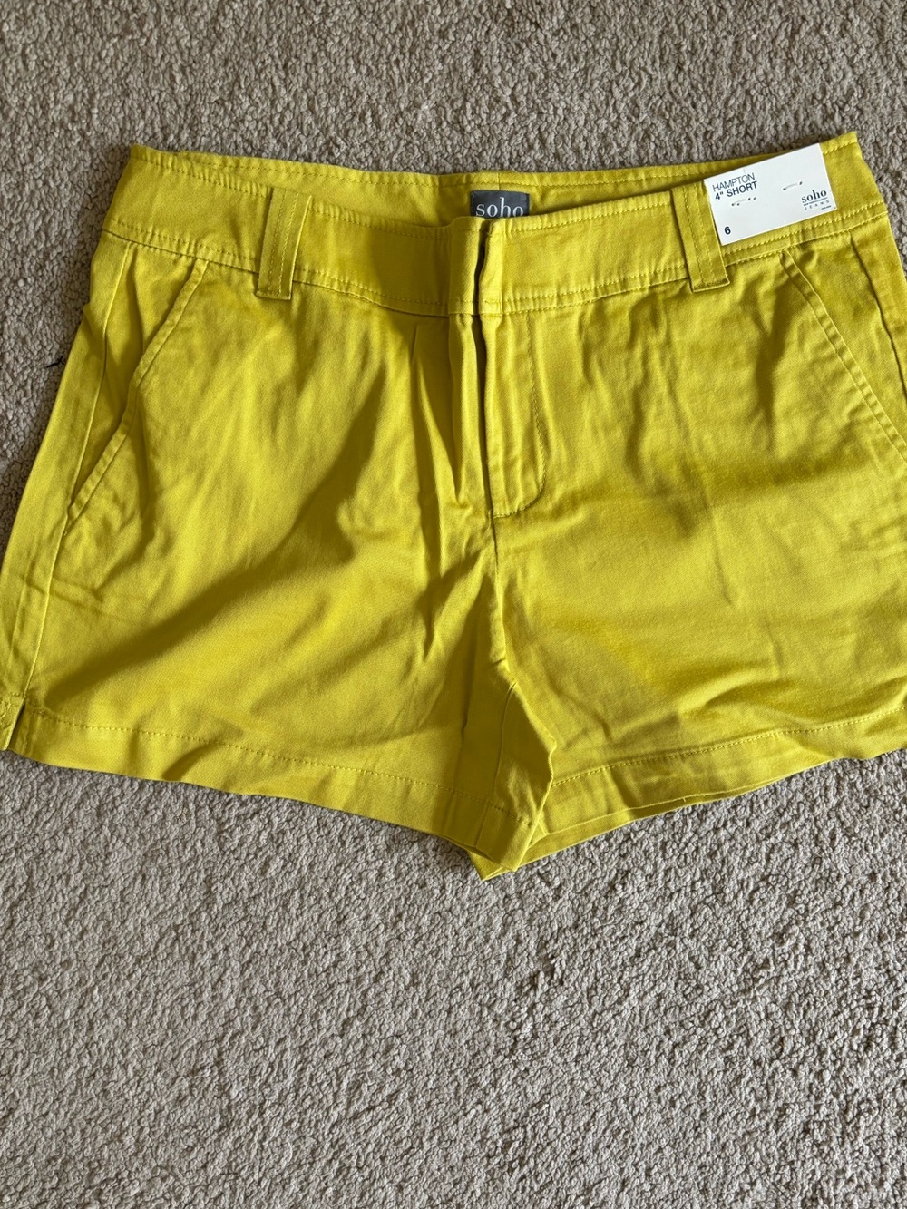 New York & Company Soho Chartreuse Cotton Shorts